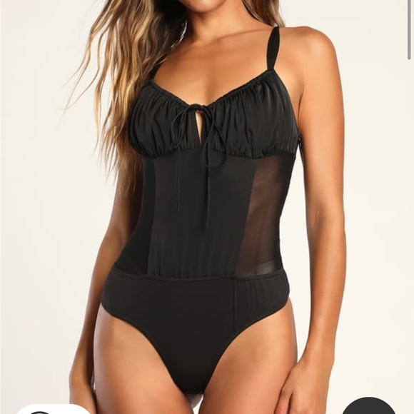 Stop meshing around black satin mesh bodysuit - Picture 4 of 5